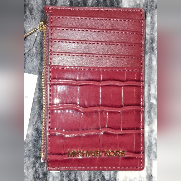 Michael Kors Burgundy Croc-Embossed Wallet